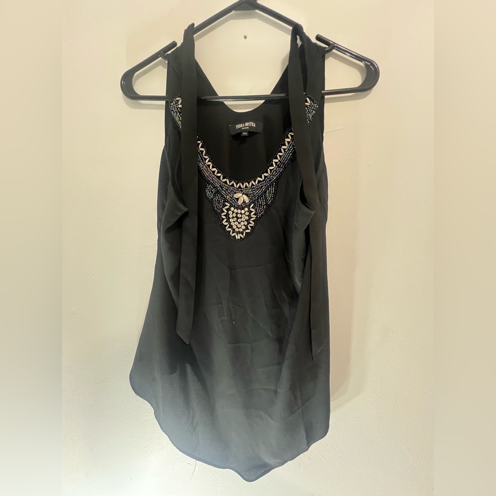 Black Embroidered Sleeveless Top